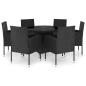 Preview: 7-tlg. Garten-Essgruppe Poly Rattan Schwarz