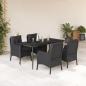 Preview: ARDEBO.de - 5-tlg. Garten-Essgruppe mit Kissen Schwarz Poly Rattan