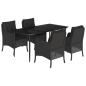 Preview: 5-tlg. Garten-Essgruppe mit Kissen Schwarz Poly Rattan
