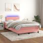 Preview: Boxspringbett mit Matratze & LED Rosa 120x190 cm Samt