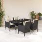 Preview: ARDEBO.de - 5-tlg. Garten-Essgruppe mit Kissen Schwarz Poly Rattan