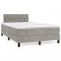 Preview: ARDEBO.de - Boxspringbett mit Matratze & LED Hellgrau 120x190 cm Samt