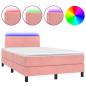 Preview: Boxspringbett mit Matratze & LED Rosa 120x190 cm Samt