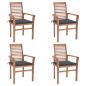 Preview: Essstühle 4 Stk. mit Anthrazit Kissen Massivholz Teak