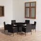 Preview: 7-tlg. Garten-Essgruppe Poly Rattan Schwarz