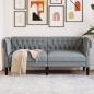 Preview: ARDEBO.de - Chesterfield-Sofa 2-Sitzer Hellgrau Stoff