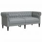 Preview: Chesterfield-Sofa 2-Sitzer Hellgrau Stoff