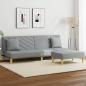 Preview: ARDEBO.de - Schlafsofa 2-Sitzer mit Kissen und Fußhocker Hellgrau Stoff