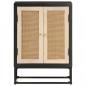 Preview: Sideboard Schwarz 55x30x76 cm Massivholz Mango und Eisen