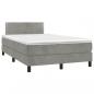 Preview: ARDEBO.de - Boxspringbett mit Matratze & LED Hellgrau 120x190 cm Samt