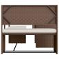 Preview: Gartensofa in L-Form mit Tisch und Kissen Braun Poly Rattan