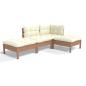 Preview: 4-tlg. Garten-Lounge-Set mit Kissen Kiefer Massivholz