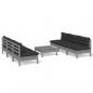 Preview: 7-tlg. Garten-Lounge-Set mit Anthrazit Kissen Kiefernholz