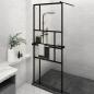 Preview: ARDEBO.de - Duschwand mit Ablage für Walk-In-Dusche Schwarz 80x195 cm ESG