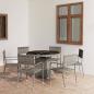Preview: ARDEBO.de - 7-tlg. Garten-Essgruppe Poly Rattan Anthrazit und Grau