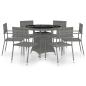 Preview: 7-tlg. Garten-Essgruppe Poly Rattan Anthrazit und Grau