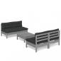 Preview: 5-tlg. Garten-Lounge-Set mit Anthrazit Kissen Kiefernholz