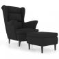 Preview: Ohrensessel mit Hocker Schwarz Samt