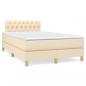 Preview: ARDEBO.de - Boxspringbett mit Matratze & LED Creme 120x190 cm Stoff