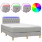 Preview: Boxspringbett mit Matratze & LED Hellgrau 120x190 cm Stoff