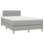 Preview: Boxspringbett mit Matratze & LED Hellgrau 120x190 cm Stoff