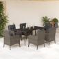 Preview: ARDEBO.de - 7-tlg. Garten-Essgruppe mit Kissen Grau Poly Rattan