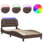 Preview: Bettgestell mit LED Braun 90x190 cm Kunstleder
