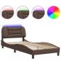Preview: Bettgestell mit LED Braun 90x200 cm Kunstleder