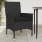 Preview: ARDEBO.de - Gartenstühle mit Kissen 2 Stk. Schwarz Poly Rattan
