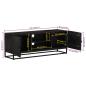 Preview: ARDEBO.de - TV-Schrank Schwarz 110x30x40 cm Massivholz Mango und Eisen