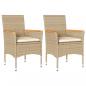 Preview: Gartenstühle mit Kissen 2 Stk. Beige Poly Rattan