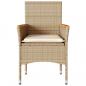 Preview: Gartenstühle mit Kissen 2 Stk. Beige Poly Rattan