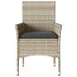 Preview: Gartenstühle mit Kissen 2 Stk. Hellgrau Poly Rattan