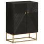 Preview: ARDEBO.de - Sideboard Schwarz 55x30x76 cm Massivholz Mango und Eisen