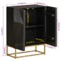 Preview: Sideboard Schwarz 55x30x76 cm Massivholz Mango und Eisen