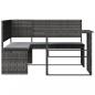 Preview: Gartensofa in L-Form mit Tisch und Kissen Grau Poly Rattan