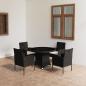 Preview: ARDEBO.de - 5-tlg. Garten-Essgruppe Poly Rattan Schwarz