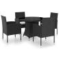 Preview: 5-tlg. Garten-Essgruppe Poly Rattan Schwarz