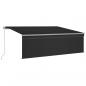 Preview: Markise Manuell Einziehbar mit Rollo & LED 4x3 m Anthrazit