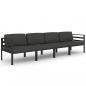 Preview: 4-tlg. Garten-Lounge-Set mit Kissen Aluminium Anthrazit