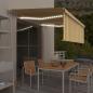 Preview: ARDEBO.de - Markise Manuell Einziehbar mit Rollo & LED 4x3 m Gelb & Weiß