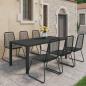 Preview: ARDEBO.de - 7-tlg. Garten-Essgruppe PVC Rattan Schwarz