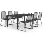 Preview: 7-tlg. Garten-Essgruppe PVC Rattan Schwarz