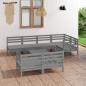 Preview: ARDEBO.de - 8-tlg. Garten-Lounge-Set Massivholz Kiefer Grau
