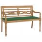Preview: ARDEBO.de - Batavia-Gartenbank mit Grünem Kissen 120 cm Teak Massivholz