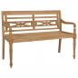 Preview: Batavia-Gartenbank mit Grünem Kissen 120 cm Teak Massivholz