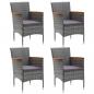 Preview: 5-tlg. Garten-Essgruppe mit Kissen Poly Rattan Grau