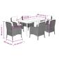 Preview: 7-tlg. Garten-Essgruppe mit Kissen Hellgrau Poly Rattan