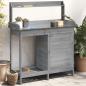 Preview: ARDEBO.de - Pflanztisch mit Schrank Grau 110,5x45x124,5 cm Massivholz Tanne