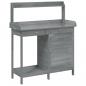 Preview: Pflanztisch mit Schrank Grau 110,5x45x124,5 cm Massivholz Tanne